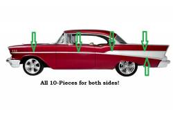 1957 Chevy 210 & Bel Air Complete Side Stainless Trim Set (10 pcs)