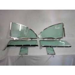 1955-57 Chevy 2-Door Hardtop 6-Piece Side Glass Chrome Frames Installed With Tinted Glass