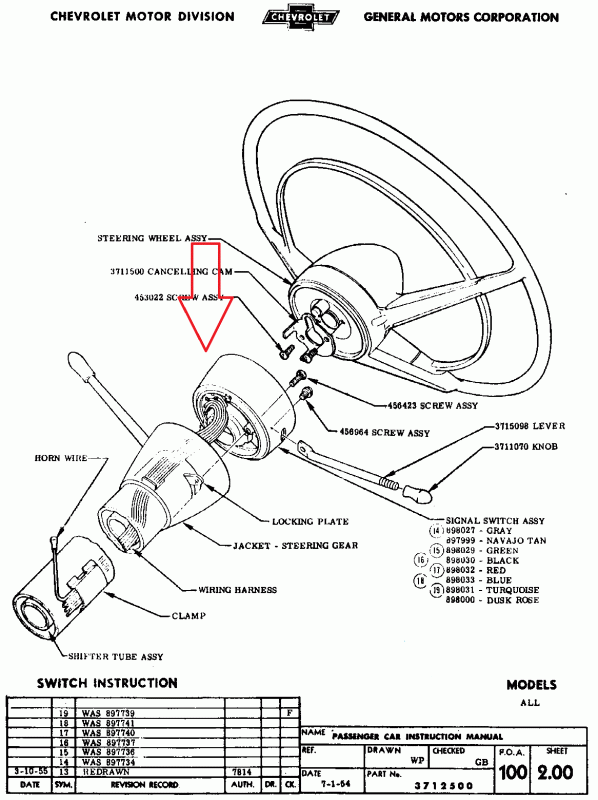 1957 Chevy Bel Air Steering Column Diagram