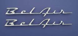 1955-56 Chevy Chrome Quarter Panel Bel Air Scripts, Pair