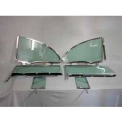 GM - 1955-57 Chevy 2-Door Hardtop 6-Piece Side Glass Chrome Frames Installed With Clear Glass