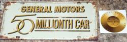 General Motors 50,000,000th Golden 1955 Chevy Motorama Collectible Metal License Plate Patina Finish & Decal Package
