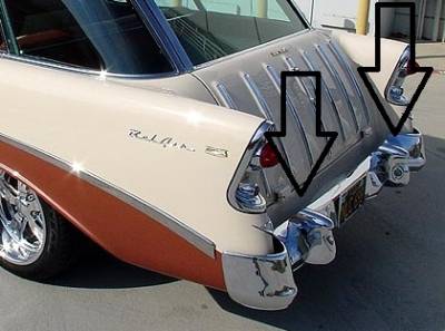 1956 Chevy Nomad & Station Wagon Chrome Rear Bumper Guards With License  Lights