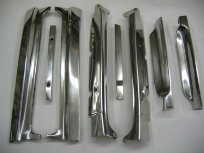 1955 Chevy Convertible 8-Piece Vent Window Area Restored Stainless Steel Set