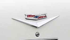1956 CHEVY TRUNK EMBLEM ASSEMBLY with HARDWARE 8 Cylinder  NEW ** USA MADE ** 