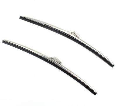 1955-57 Chevy Polished Stainless Steel Wiper Blade With Rubber Inserts Vacuum Or Electric Pair