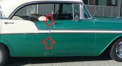 1956 Chevy Bel Air 4-Door Hardtop Center Post Chrome Divider Trim Set - Image 2