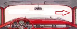 1955-57 Chevy 2&4-Door Sedan & Station Wagon Except Nomad Used Right Vertical Inside Windshield Garnish Molding - Image 2