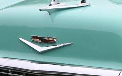 1956 Chevy V8 Hood Emblem Assembly - Image 2