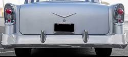 1956 Chevy Chrome California One-Piece Non-Wagon Rear Bumper Set With Guards - Image 3
