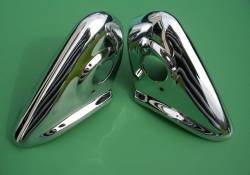 1956 Chevy Chrome California One-Piece Non-Wagon Rear Bumper Set With Guards - Image 2