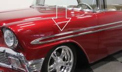 1956 Chevy Bel Air Left Upper Or Right Lower Front Fender Long Stainless Steel Molding - Image 2