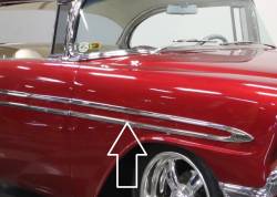 1956 Chevy Bel Air Left Upper Or Right Lower Front Fender Long Stainless Steel Molding - Image 3