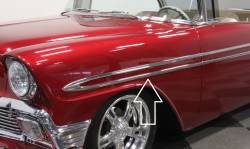 1956 Chevy Bel Air Right Upper Or Left Lower Front Fender Long Stainless Steel Molding - Image 3