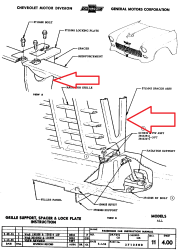 1955 Chevy Vertical Hood Latch Grille Support - Image 2